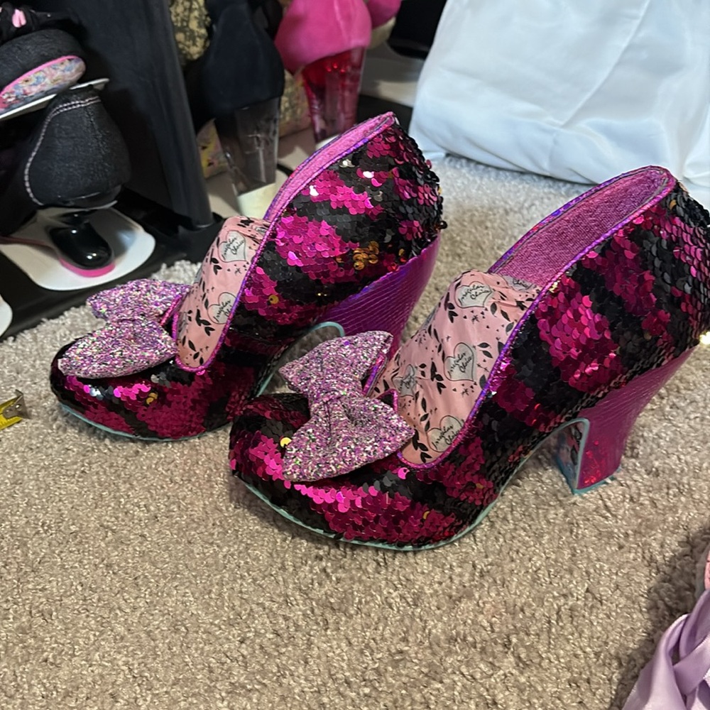 Sequin Bow Women's Shoes - Pink and Black-N w/out box. - Picture 3 of 5